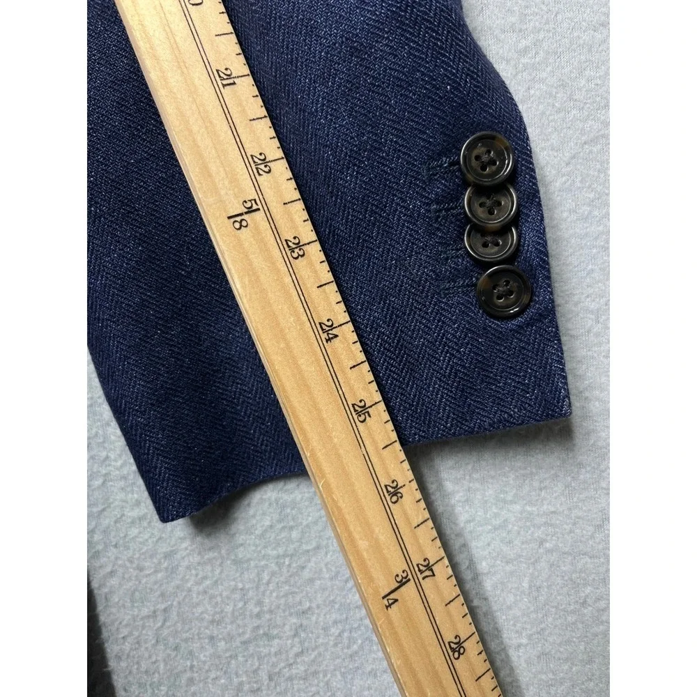 NWOT Banana Republic 42R Navy Linen Herringbone‎ Blazer Slim Fit Tailored Sport